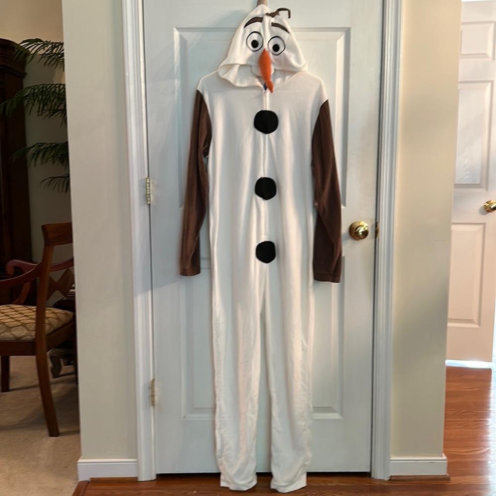 Disney Frozen Olaf Adult Cosplay Costume Plush Pajama One-Piece